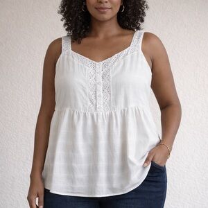 TORRID Top Women’s Size 5X Ivory Babydoll Cotton Windowpane NWT